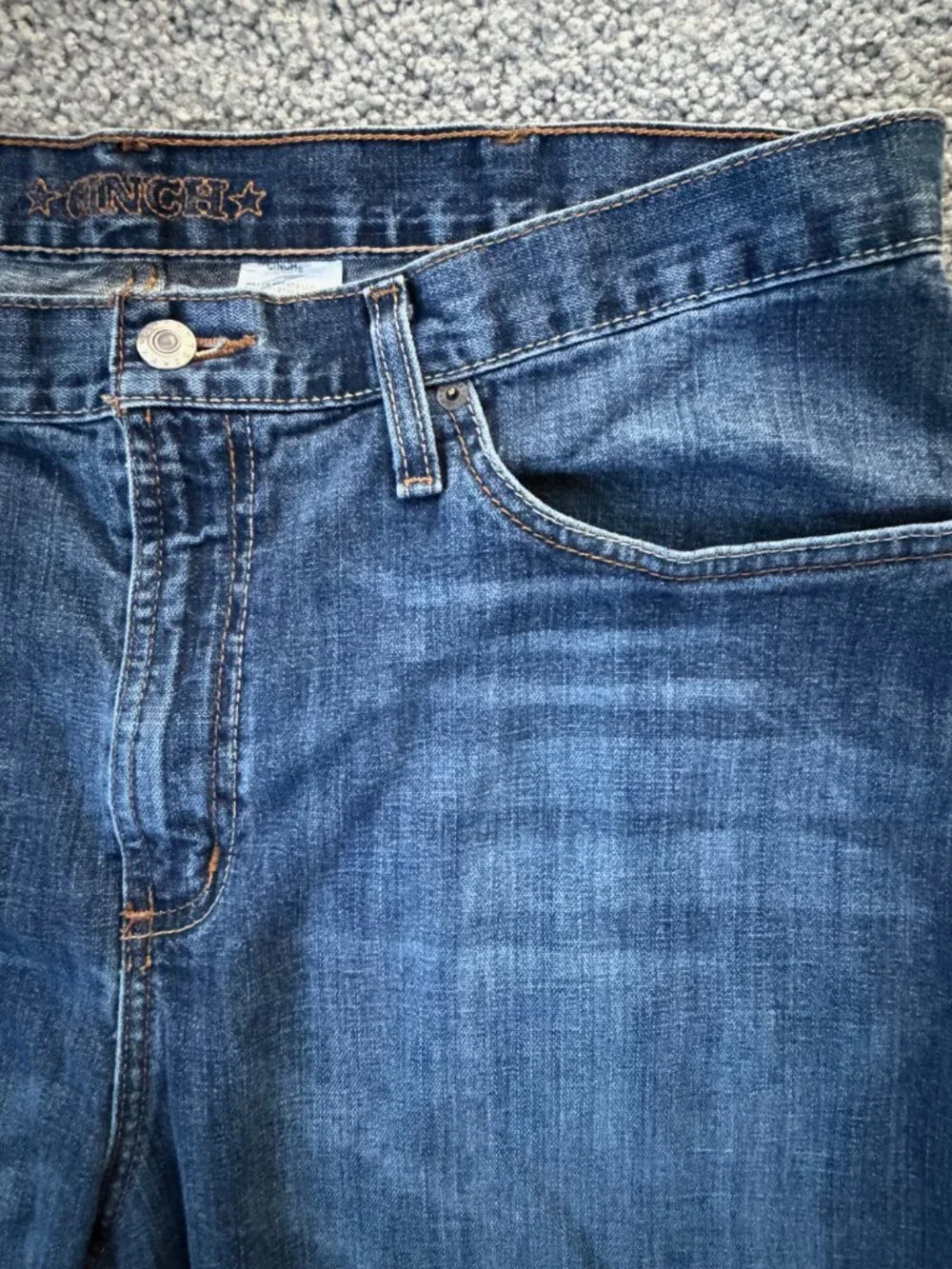 Cinch Silver Label Straight Leg Jeans 38x32 Dark Stone Wash Cotton- VERY Good UC